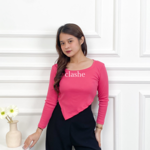 Elona Top Rib Baju Wanita Atasan Lengan Panjang Korean Style Kekinian Terbaru Ootd by Clashe