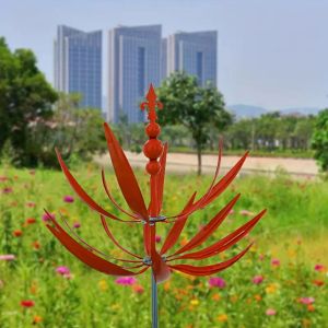 USECOAT Wrought Iron Harlow Wind Spinner Rotator Modern Minimalist Windmill Gardening Plug Creative Detachable Wind Solar Spinners Lawn