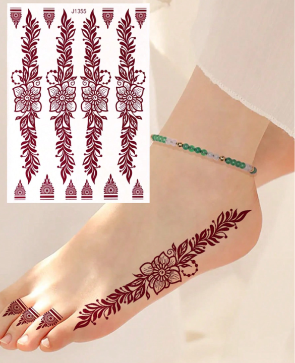 (Malaysia Stock) Feet Henna Instant / Sticker Inai Instant Kaki ...