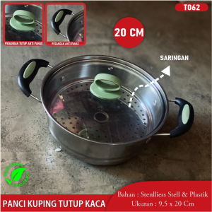 Panci Kuping Tutup Kaca Stainless Steel Panci Sup Enamel Tutup Kaca Soup Pot Panci Susu Enamel