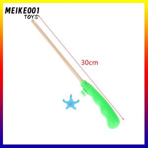 MEIKE001 ของเล่นตกปลาแม่เหล็กสำหรับเด็กคันเบ็ดตกปลาทำจากไม้แบบขยายได้มีตะขอตกปลาแม่เหล็กในตัว