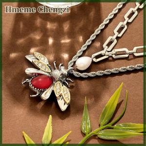 Hmeme Vintage Metal Animals Design Imitation Drop Earrings Necklace For Women Fashion Jewelry Holiday Party Gifts