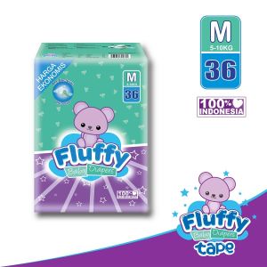 Fluffy Popok bayi Perekat M isi 36 Baby Diapers M36 -9Kg New Born