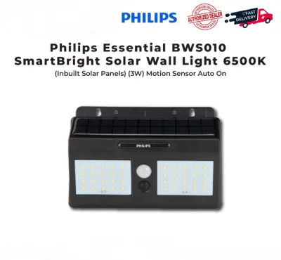 Philips Essential BWS010 SmartBright Solar Wall Light 6500K (Inbuilt Solar Panels) (10W) Motion Sensor Auto On
