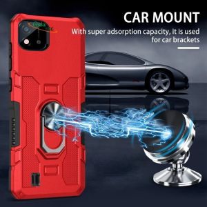 Casing Untuk REALME C20 /REALME C11 2021 Premium Hardcase Ring Armor Robot Case Kickstand Hybrid/Ring Holder