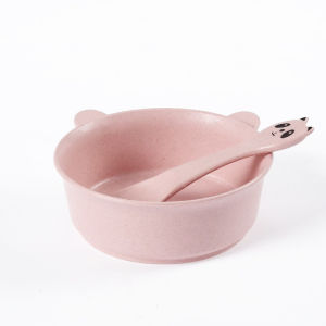 EFHL0343 Mangkok Mangkuk Piring Makan Anak Balita Bayi Silikon Silicone Wheat Straw Bowl Bentuk Beruang