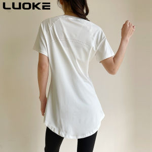 Luoke High end yoga clothing cover up shirt for women loose short sleeved fitness quick drying running sports top for spring and summer