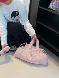 Casual Ruched Hobos Women Handbags Designer Shoulder Crossbody Bag Simple Small Tote Bag Candy Color Nylon Shopper Purses 2026