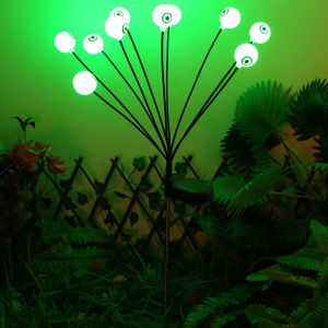 Solar Outdoor Lighting Halloween Decor Green Eyeball Swaying Firefly Light 6/8/10 LED Waterproof Garden Lamp for Festive Decor
