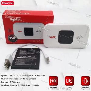 Modem Wifi 4G All Operator Sim Card Wifi Portable 4G All Operator 150Mbps Mobile Wifi Termasuk Baterai 2100mAh  Berlangsung Selama 48 jam