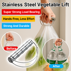 Stainless Steel Storage Basket Vegetable Rack Laborsaving No Strangulation Storage Durable Plastic Bag Carrying Handle Vegetable Maker Bamboo Vegetable Lifter Multipurpose