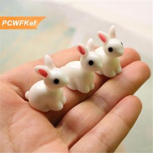 【PCWFKef】 10pcs dễ thương Mini nhựa bunnies thu nhỏ con số 3D nhỏ màu trắng thỏ Trang trí micro cảnh quan Dollhouse trang trí thủ công tự làm