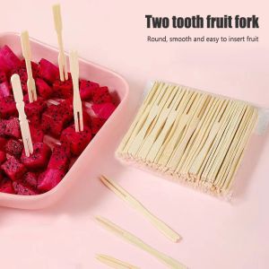 【Wholesale】300pcs Bamboo Mini Fork 9cm Siomai Takoyaki Cocktail Fruitpick Pica-pica Fishball Kitchen Party Tools