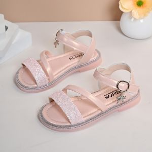Free Shipping Sandals With A Single-Strap Design Rhinestone Embellishments And A Wedge Heel – The 2026 Summer Collection Features Fashionable Thick-Soled Sandals That Are Versatile And Stylish For Girls
