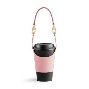 PU Leather Cup Cover Pouch Portable Water Bottle Sleeve Bag Adjustable Shoulder Strap Sling Anti-scalding Cups Sleeve