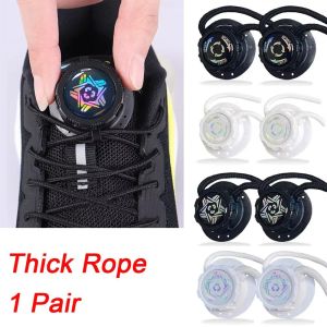 VIVIDI 1 Pair Without Ties Crystal Swivel Buckle Laces Sneakers Thick Rope 4mm Round Shoelace Automatic Shoelaces Easy Fit Lazy No Tie Shoe laces Adult Kids