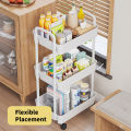 3 Tier Trolley Cart Organizer Heavy Duty Rolling Utility Cart with Wheels and Handle. 