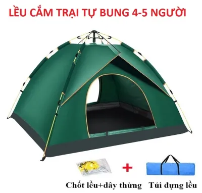 (TẶNG 2 THẢM)Lều Cắm TrạiLều Du Lịch Dã Ngoại Lều Phượt Tự Bung 2 đến 5 người Chống Thấm Nước Chống Muỗi Gấp Gọn Tiện Lợi