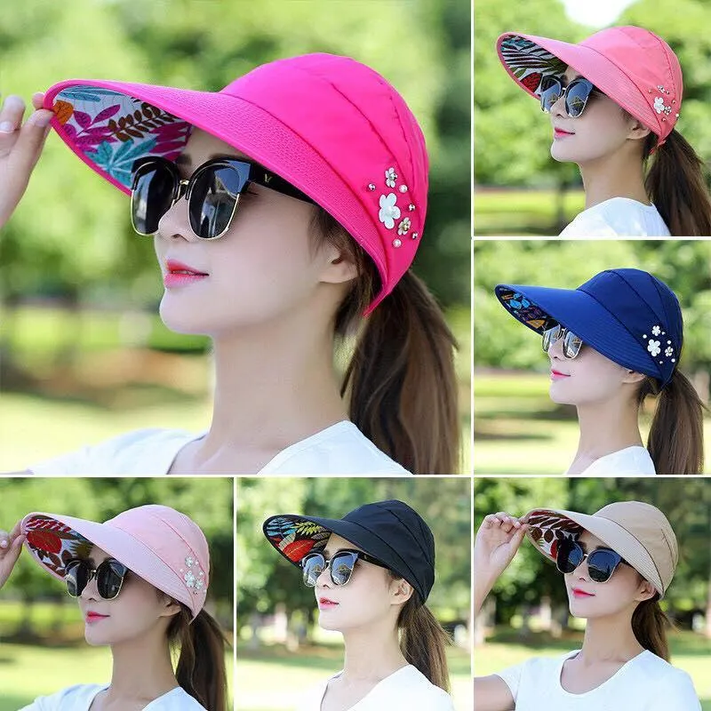 Fashion Wide Brim Bucket Hat Anti-UV Sun Hats Outdoor Cooling