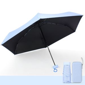 NCNC(OKDEALS01) Lightweight Mini Compact Pocket Umbrella Windproof Anti UV Five-Folding Parasol Ultraviolet Protection Portable Sun Shade Parasol Women Men