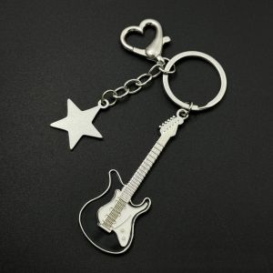 FXG Vintage Manis Keren Gitar Pentagram Bintang Liontin Gantungan Kunci Tas Motor KEY19