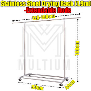 1.9M Stainless Steel Laundry Rack | Clothes Rack | Drying Clothes Rack | Laundry Rack Multi-functional and Space Saving Three-Legged Clothes Stand with for Drying Towels Sheets Household and Quilts |Laundry Rack| Clothe Drying Rack| Drying Rack