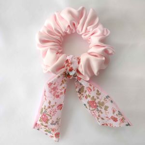 Scrunchie bunny flower pattern ikat rambut wanita korea cepol hijab cantik lucu anti pusing