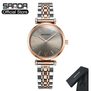 SANDA Đồng Hồ Nữ Thời Trang Cao Cấp Đồng Hồ Đeo Tay Nữ Chất Lượng Hàng Đầu Mỏng Bằng Thép Không Gỉ Thạch Anh Công Sở Chống Nước Đồng Hồ Hộp Quà Tặng Cho Nữ