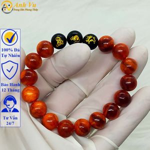 Vòng tay huyết long tam hợp thân tý thìn - size 8 10 12ly có thấu quang - có khai quang điểm nhãn may mắn tài lộc - bảo hành 12 tháng - PHONG THỦY ANH VŨ