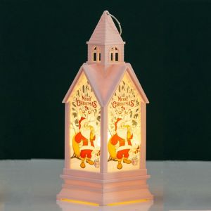 CINDYKHBKJ LED Christmas Wind  Lantern Elk deer Christmas tree Snowman Hanging Lanterns Portable Pink White Christmas Santa Lantern Xmas