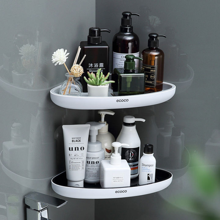 ECOCO Bathroom Accessories Bathroom Shelf Corner Bathroom Organizer Shelf Shampoo Cosmetic Storage Rack Wall Mounted Kitchen Household Items