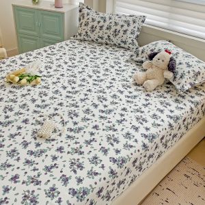 Dansunreve Washed Cotton Fittedsheet Cute Cartoon Garterized Bed Sheet Single/Super Single/Queen/King Hello Kitty/Monster University/Doughnut Bedsheet