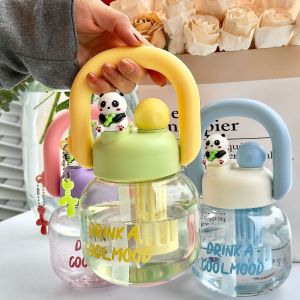 SDFBN With Straw Kids Water Sippy Cup Plastic Leakproof Portable Drink Bottle Water Mug 600/800ml Transparent Bottle Home