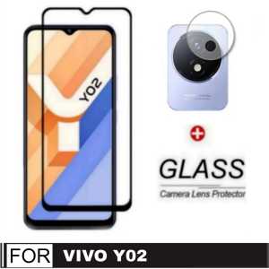 PROMO PAKET 2 INC 1 Tempered Glass VIVO Y02 / VIVO Y02S 2022 Premium Screen Guard Anti Gores Kaca Full Cover