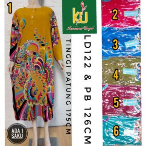 Gamis - Daster kencana ungu lengan panjang cocok busui dan bumil All Size Label BIru murah meriah BISA COD