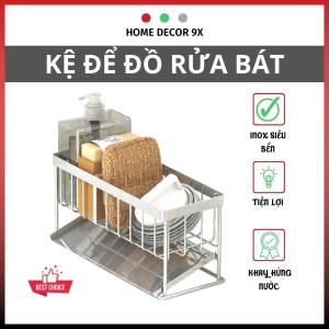 Giá Inox Để Đồ Rửa Chén Bát Kèm Khay Hứng Cao Cấp Tiện Lợi