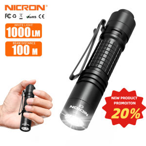 NICRON C3 1000 Lumens EDC Flashlight Type-C Rechargeable Pocket Flashlight Compact High Lumens Handheld Light Super Mini Light weight Flashlight for Home Outdoor Camping Hiking Runing