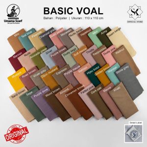 basic voal umama/ hijab segi empat polos basic voal umama jahit tepi /bahan voal premium mudah diatur