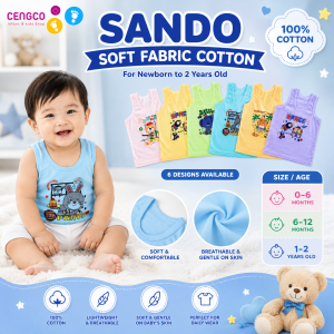 6 Pcs Sando Tops For Baby Boys Soft & Pure Cotton Newborn Infant Printed Colored 0-6 Months Up To 2 Years Old