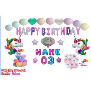 Paket Ulang Tahun anak Tema unicorn Dekorasi Ulang Tahun Anak