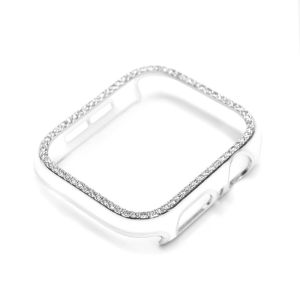 CNAGAIN Diamond watch case for Apple Watch series 8 7 6 SE 5/4/3/2/1 protective case for smart watch 45Mm 44Mm 42Mm 41Mm 40Mm 38Mm Two-tone shiny PC diamond cover bumper