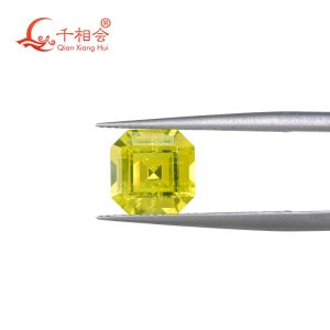 8x8mm Asscher Shape Diamond Yellow Synthetic YAG Loose Stone Yttrium Aluminium Garnet With Inclusions DIY accessories for jewelry making