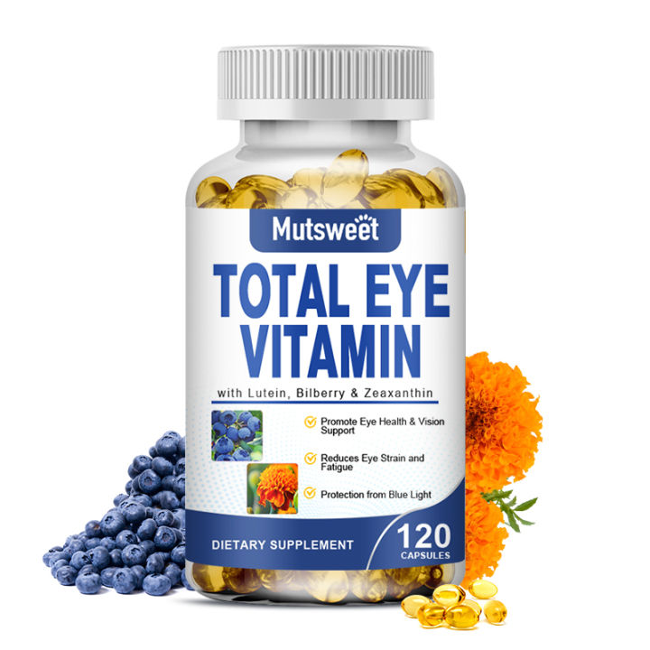 Total Eye Complex Capsules With Lutein Bilberry And Zeaxanthin Support Eye Health Improves Visual 8500