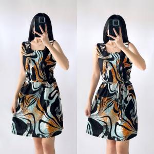 Sunny&Co Bark Crepe Print Sleeveless Mini Dress For Women