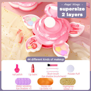 Oversized kids rotating makeup toy set Angel Wings makeup box non-toxic and safe watercolor makeup gift box Toy Princess gift