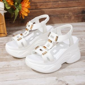 [Free Shipping] Plus-Size Double-Strap Flat-Soled One-Strap Sandals For Women Retro Casual Lightweight Beach Sandals