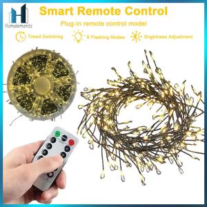 【Homelements】LED Cluster Fairy Lights with Auto Timer Cluster String Light Firecracker Copper Wire String for Window Wall Tree Decor