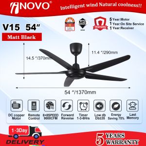 【Best Sale】 INOVO V15 DC Motor Ceiling Fan 40/54" 5Blade 16Speed 9800CFM Remote Control 5 Years Warranty