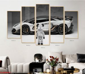 Tranh tráng gương-tranh treo tường siêu xe gấu kaw bearbrick trang trídecor không gian sang trọnghiện đạitrẻ trung
