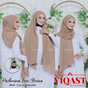 𝐕𝐈𝐐𝐀𝐒𝐓 - Pashmina Iner 2 In 1 Almira Ceruty Babydoll / Hijab Instan ceruty / Pashmina Iner Ninja / Pashmina Malaysia Size 180 X 75